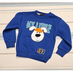 Ватирана детска блуза в синьо с кученце