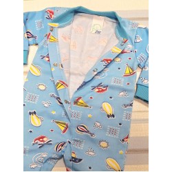 Бебешки леко ватиран гащеризон в синьо ЛОДКИ