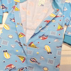 Бебешки леко ватиран гащеризон в синьо ЛОДКИ