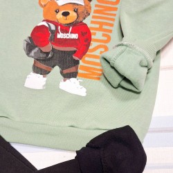 Ватиран детски комплект в зелено МЕЧКО Ватиран детски комплект в зелено МЕЧКО