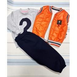 Детски ватиран комплект с оранжев елек