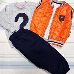 Детски ватиран комплект с оранжев елек Детски ватиран комплект с оранжев елек