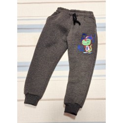 Ватирано детско долнище в сиво ДИНОЗАВЪРЧЕ