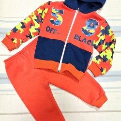 Ватиран детски анцуг в оранжево МИЛИТАРИ Ватиран детски анцуг в оранжево МИЛИТАРИ