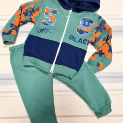 Ватиран детски анцуг в зелено МИЛИТАРИ Ватиран детски анцуг в зелено МИЛИТАРИ