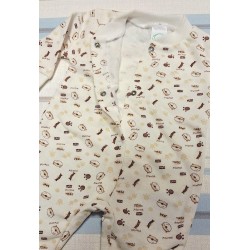 Бебешки леко ватиран гащеризон в бяло и кафяво МЕЧЕТА