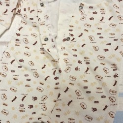 Бебешки леко ватиран гащеризон в бяло и кафяво МЕЧЕТА