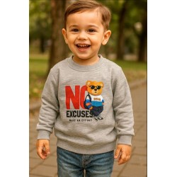 Ватирана детска блуза в светло сиво МЕЧО