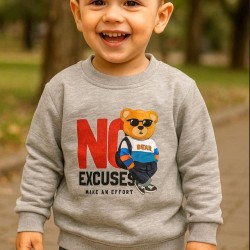 Ватирана детска блуза в светло сиво МЕЧО Ватирана детска блуза в светло сиво МЕЧО