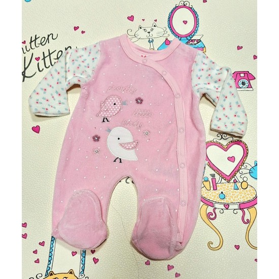 Бебешки мек плюшен гащеризон в розово с ПИЛЕНЦА