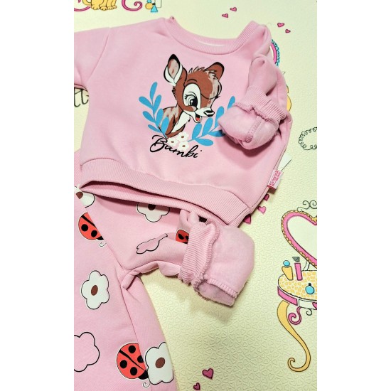Бебешки ватиран комплект в светло розово БАМБИ Бебешки ватиран комплект в светло розово БАМБИ