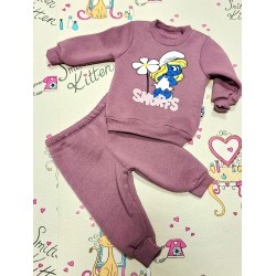 Бебешки ватиран комплект в тъмно розово СМЪРФИЕТА