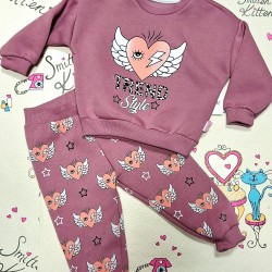 Детски ватиран комплект в тъмно розово Сърце с крилца Детски ватиран комплект в тъмно розово Сърце с крилца