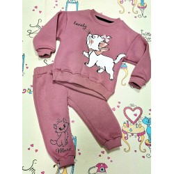 Ватиран детски комплект в тъмно розово с КОТЕНЦЕ