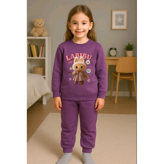 Детски ватиран комплект в розово/лилаво ЛАБУБУ