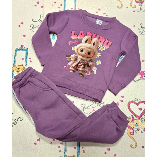 Детски ватиран комплект в розово/лилаво ЛАБУБУ