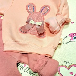 Детски ватиран комплект в розово ЗАЙЧЕ