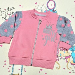Детски ватиран суитчър в розово и сиво ПРИНЦЕСА