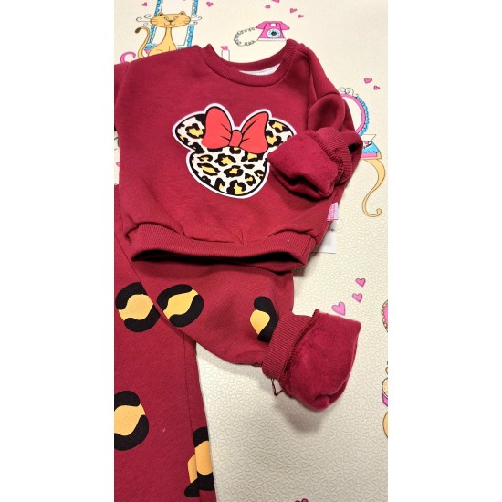 Бебешки ватиран комплект в бордо МИНИ Бебешки ватиран комплект в бордо МИНИ