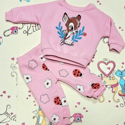 Бебешки ватиран комплект в светло розово БАМБИ
