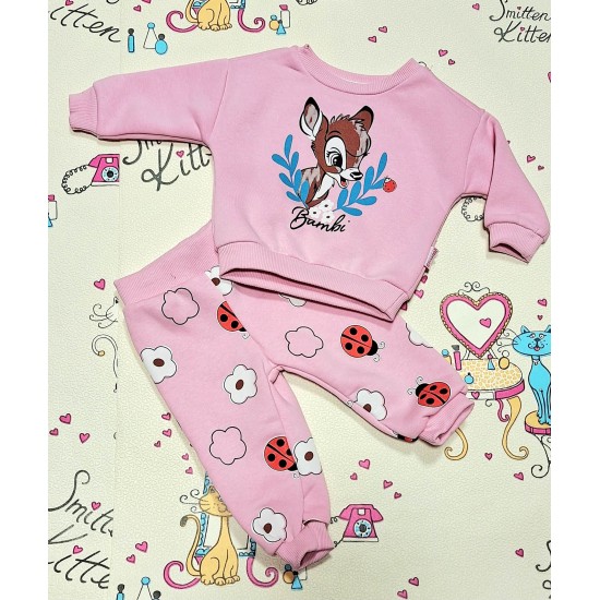 Бебешки ватиран комплект в светло розово БАМБИ Бебешки ватиран комплект в светло розово БАМБИ