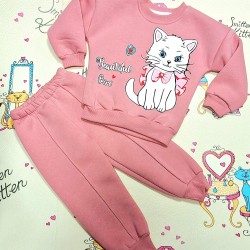 Детски ватиран комплект в светло розово с КОТЕ