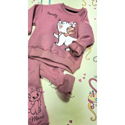 Ватиран детски комплект в тъмно розово с КОТЕНЦЕ