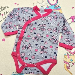 Бебешко леко ватирано боди с цикламен кант ПАНДЕЛКИ Бебешко леко ватирано боди с цикламен кант ПАНДЕЛКИ