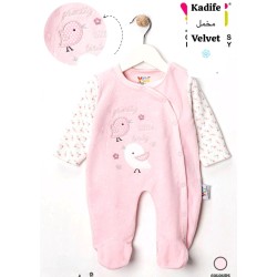 Бебешки мек плюшен гащеризон в розово с ПИЛЕНЦА