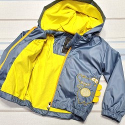 Детско яке ветровка в синьо и жълто КРОКИ с качулка