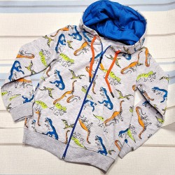 Детски памучен суичър с Динозаври в сиво