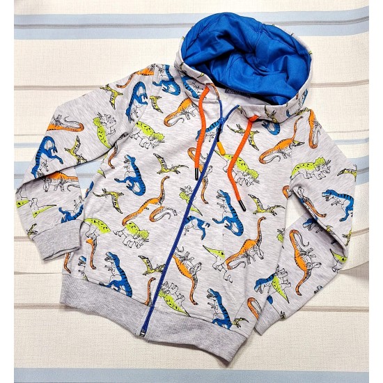 Детски памучен суичър с Динозаври в сиво Детски памучен суичър с Динозаври в сиво