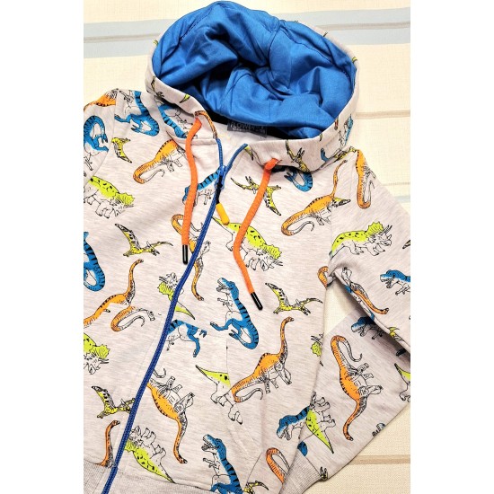 Детски памучен суичър с Динозаври в сиво Детски памучен суичър с Динозаври в сиво