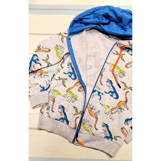 Детски памучен суичър с Динозаври в сиво Детски памучен суичър с Динозаври в сиво