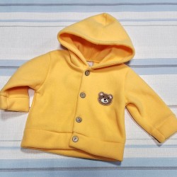 Бебешки мекичък суичър в жълто с качулка