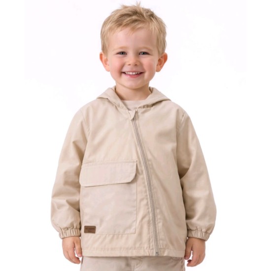 Детско яке ветровка в бежово с качулка