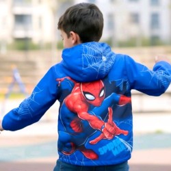 Детско шушляково яке в синьо Спайдърмен с памучна подплата