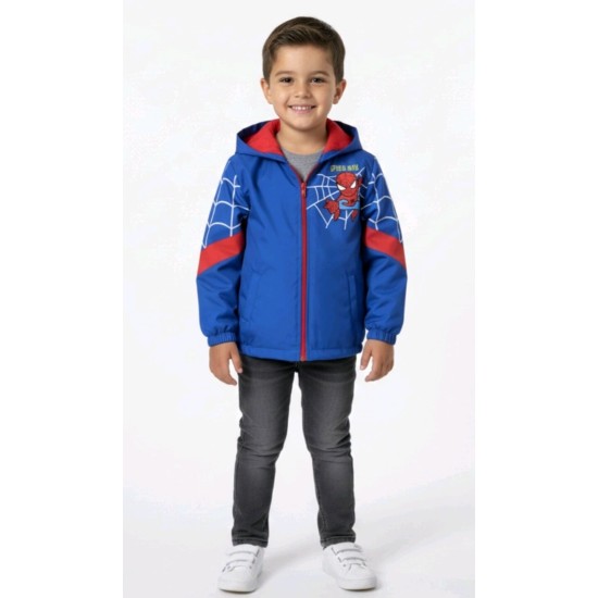 Детско яке ветровка в синьо СПАЙДЪРМЕН с качулка
