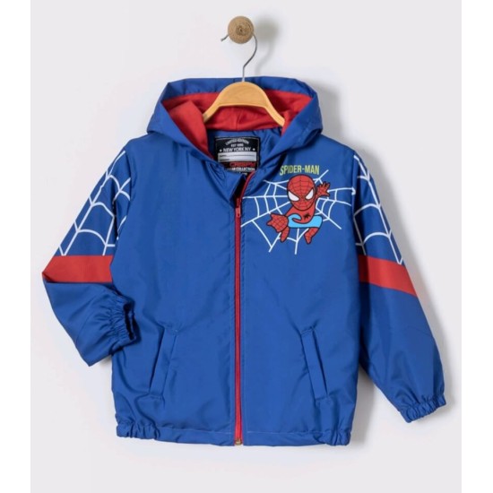 Детско яке ветровка в синьо СПАЙДЪРМЕН с качулка