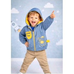Детско яке ветровка в синьо и жълто КРОКИ с качулка