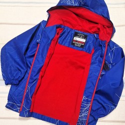 Детско шушляково яке в синьо Спайдърмен с памучна подплата