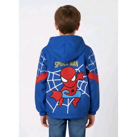 Детско яке ветровка в синьо СПАЙДЪРМЕН с качулка