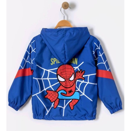 Детско яке ветровка в синьо СПАЙДЪРМЕН с качулка