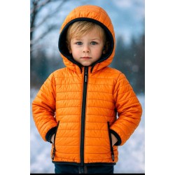 Детско шушляково олекотено яке в оранжево с качулка