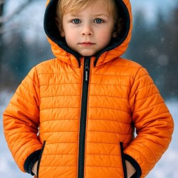 Детско шушляково олекотено яке в оранжево с качулка