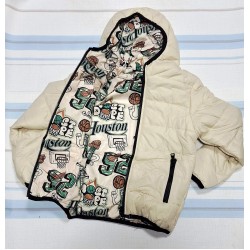 Детско двулицево шушляково яке с графити в бежово 7-14г