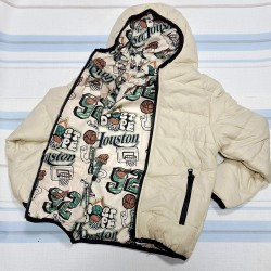 Детско двулицево шушляково яке с графити в бежово 7-14г