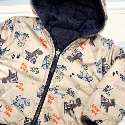 Детско двулицево шушляково яке с динозаври