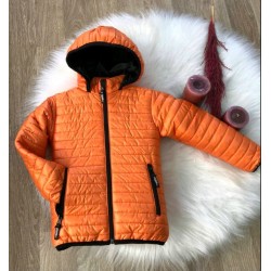 Детско шушляково олекотено яке в оранжево с качулка