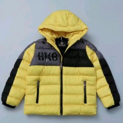 Зимно детско ватирано яке в жълто с качулка
